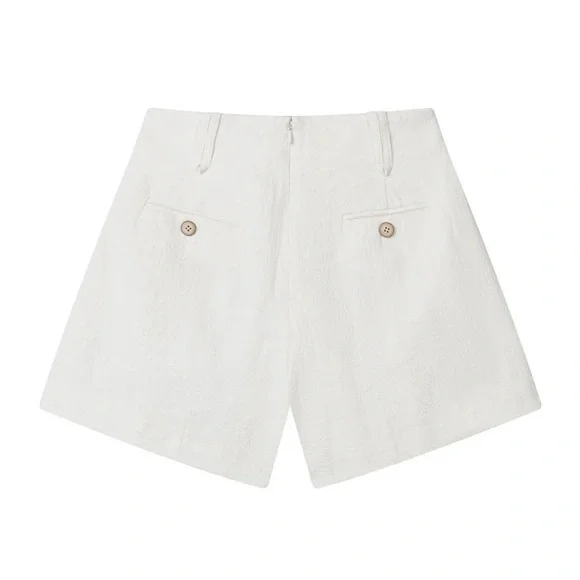 Petite Studio Anne Linen Shorts in White